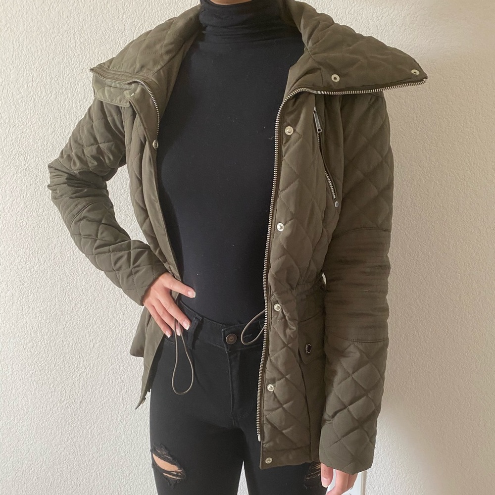 BCBG quilted military parka jacket xs